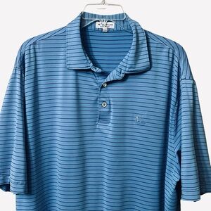 PETER MILLAR Summer Comfort Golf Polo Shirt Mens XL Aqua Blue Stripe Performance